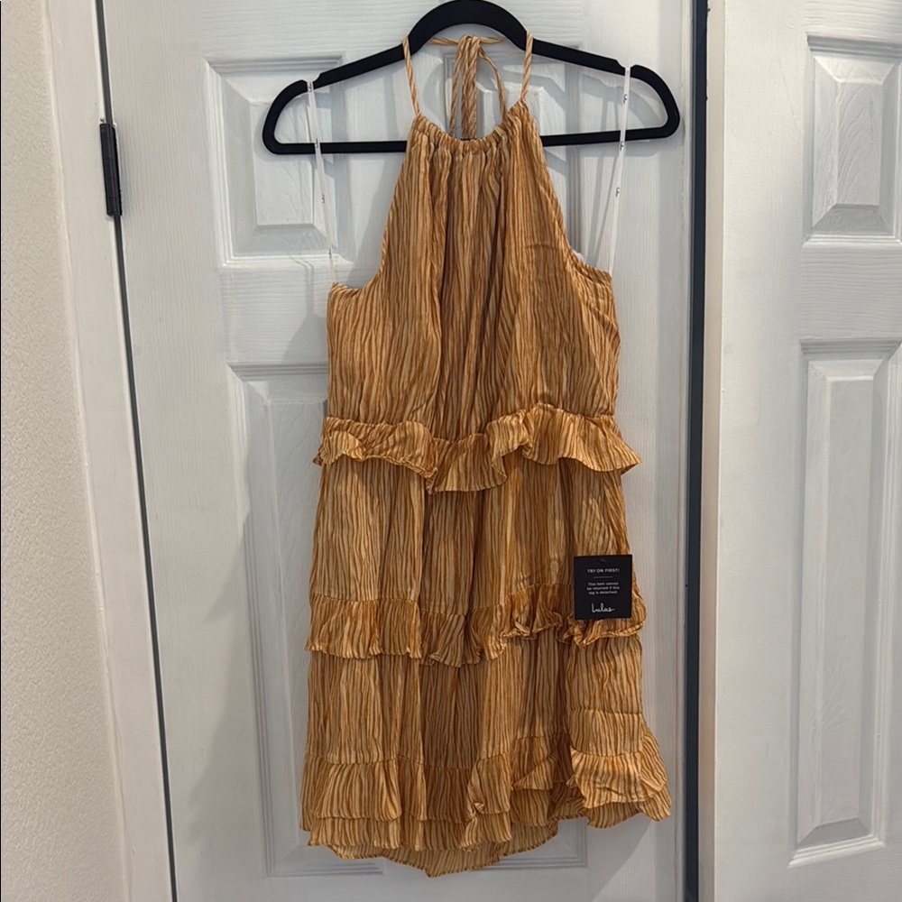 Ruffled Halter Dress in Mustard Yellow
